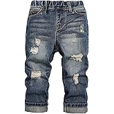 Floerns Boy's Ripped Straight Leg Jeans Elastic Waist Distressed Denim Pants