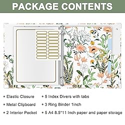 Rouidr 3 Ring Binder with clipboard, 1 inch Binder