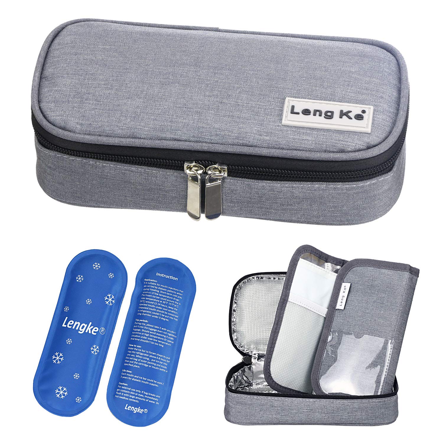 Insulin Case - Insulin Cooler Travel Case for Diabetic Insulin Pen and Vials Storage with 2 Insulin Cooler Ice Packs by YOUSHARES (Grey)
