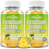 Potassium Citrate Gummies, High Potassium Supplement Gummies 1200mg Support Leg Cramps & Muscle Health, for Adults & Kids, Vegan, Pineapple Flavor 120 Count