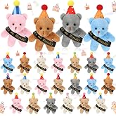 Blueweenly 24 Pcs Birthday Mini Bears Bulk Plush Stuffed Animals Gifts | It's My Birthday Tiny Bear, Keychain Toy with Hat, for Students Classroom Reward Prizes, Party Favors Goodie Bag Stuffers
