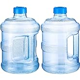 Bokon 2 Pieces gallon water jugs Round Plastic Water Bottle with Handle Screw Cap Reusable Large Capacity Bottle for Camping Outdoor Travel Gym Use