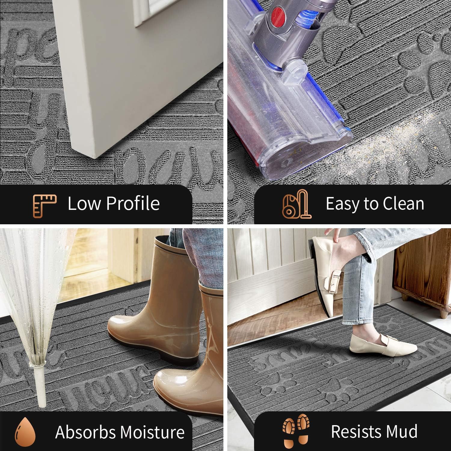 OLANLY Original Durable Rubber Door Mat, 60x90cm, Heavy Duty Doormat, Indoor Outdoor, Waterproof, Easy Clean - Image 5