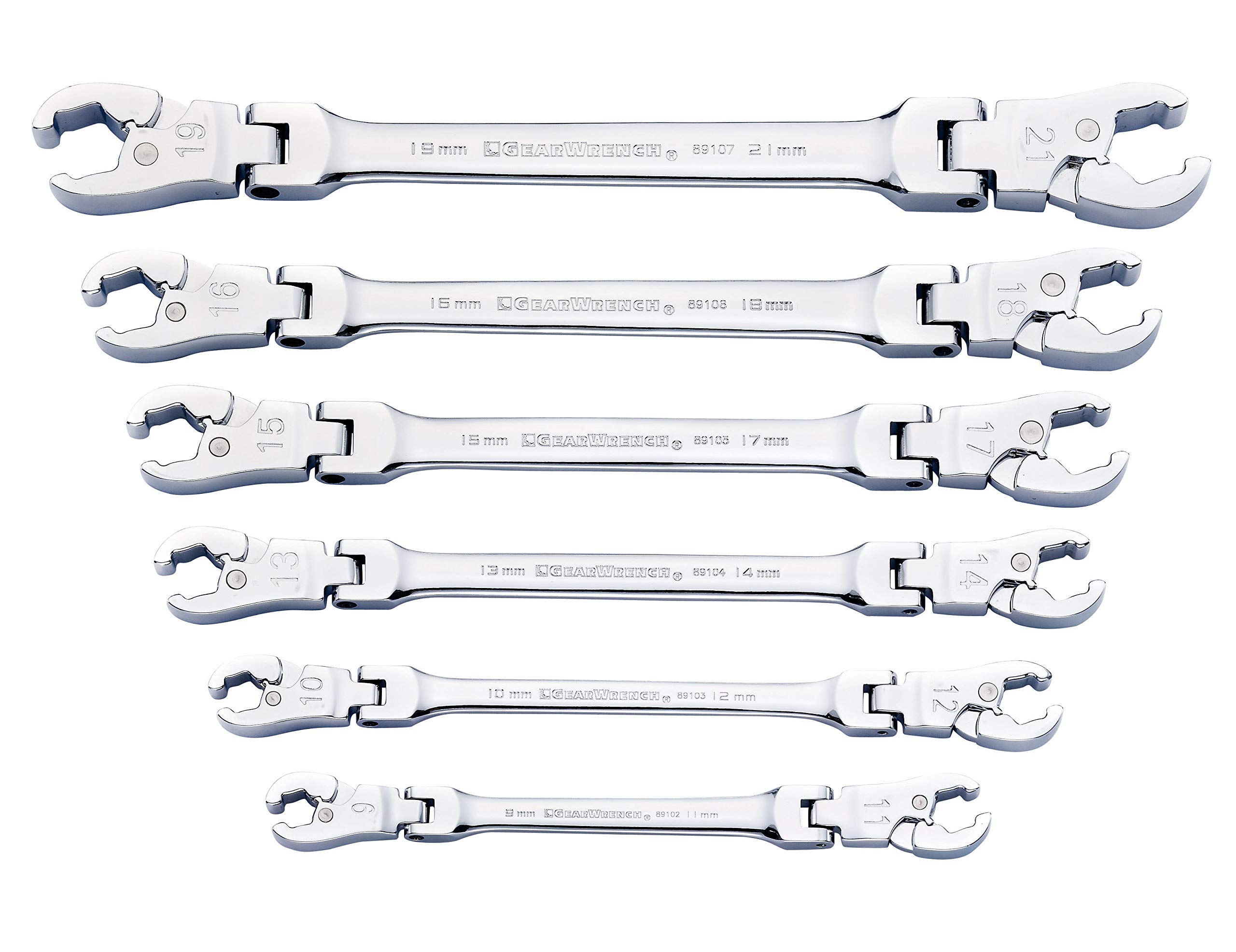 GearWrench Ratcheting Flex Head Flare Nut Metric Wrench Set 6 Pc. - 89101D