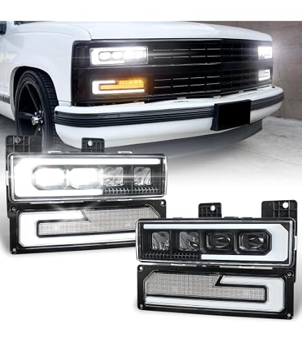 thumbnail image 2 of G-PLUS Clear Corner LED DRL Headlights For 94-00 Chevy GMC C/K Suburban – Chrome Housing 2 of 5