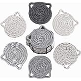 Perfect Cat Gifts for Women- Home Decor Drink Coasters,Set of 6 Cotton Coasters for Cat Lovers Gifts,Coasters for Drinks,Funny and Novelty Office Supplies, Desk and Kitchen Accessories