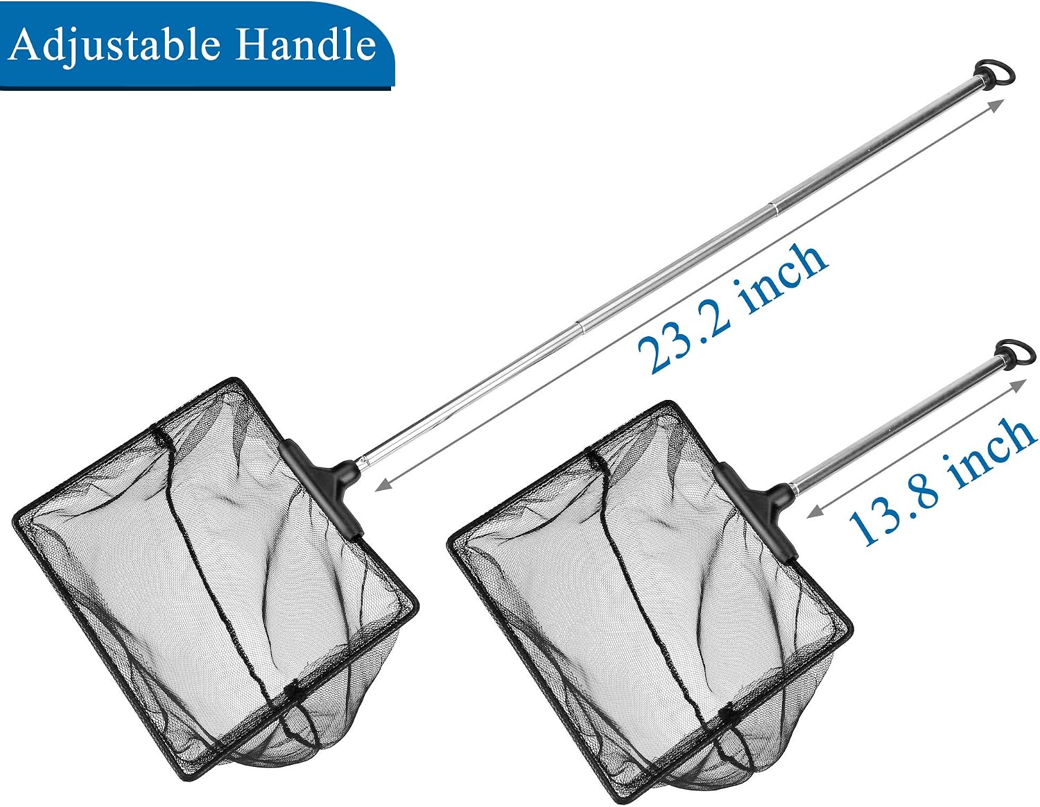 14x12.5cm Aquarium Fish Net Fine Mesh Fish Catch Net with Extendable 7.4-16.3" Telescopic Stainless Steel Long Handle for Small Fish Tank Pond Pool Sludge Food Residue Wastes Skimming Cleaning - Image 3