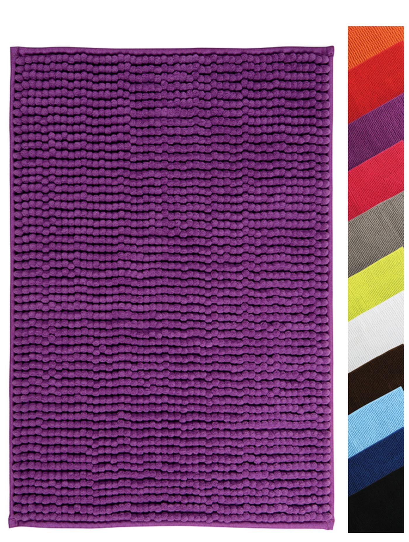 MSV Microfiber Chenille Bath Mat, Purple, 60 x 90 cm