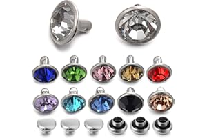 YORANYO 100 Sets 8MM Mixed Colors Cz Crystal Rivets Rhinestone Rivets Studs Rapid Rivets Silver Color Spots Studs for Leather Craft DIY Making