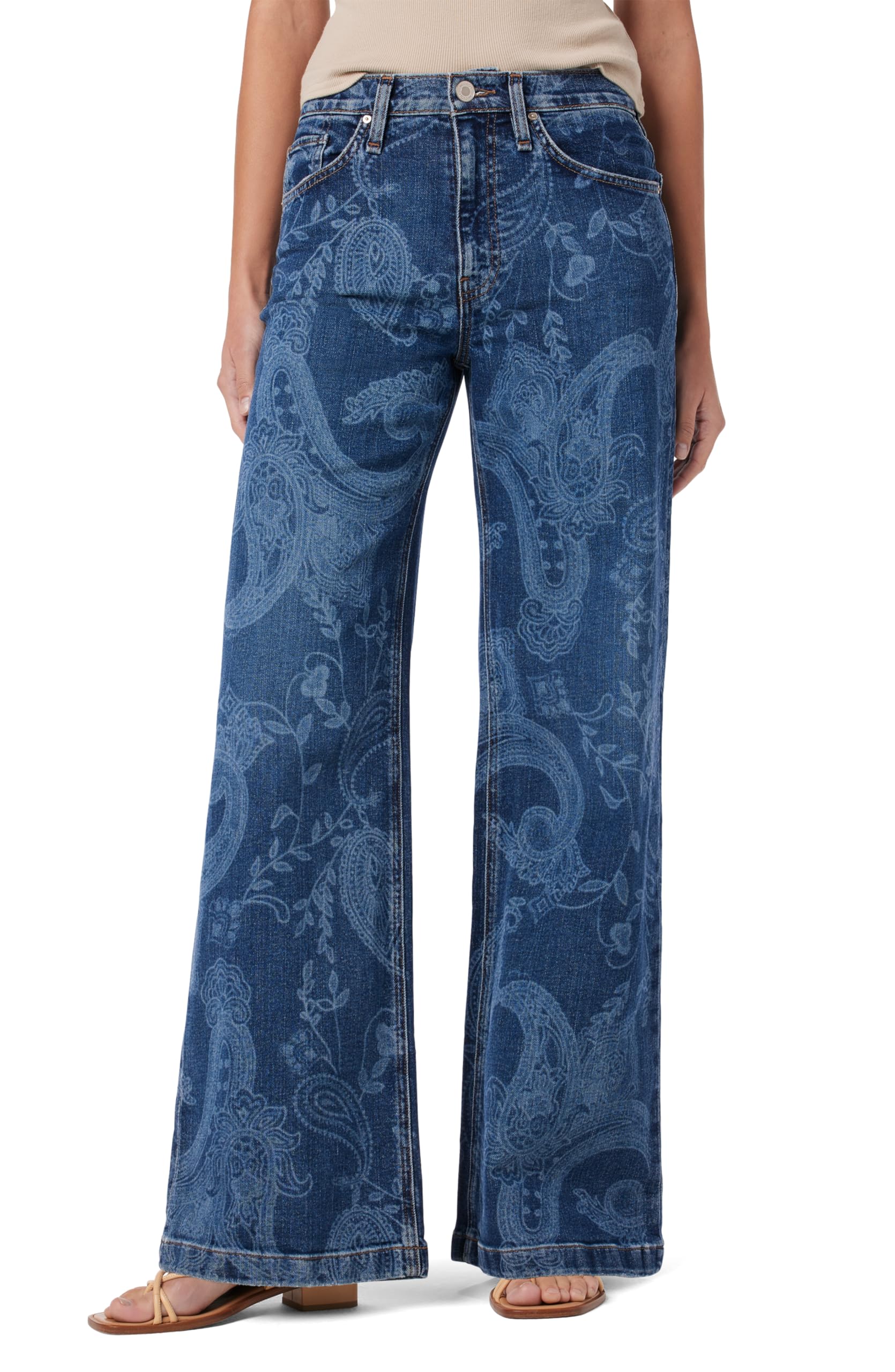 HUDSON Women’s Jodie High Rise Loose Fit Wide Leg Jean, Indigo Paisley, 32