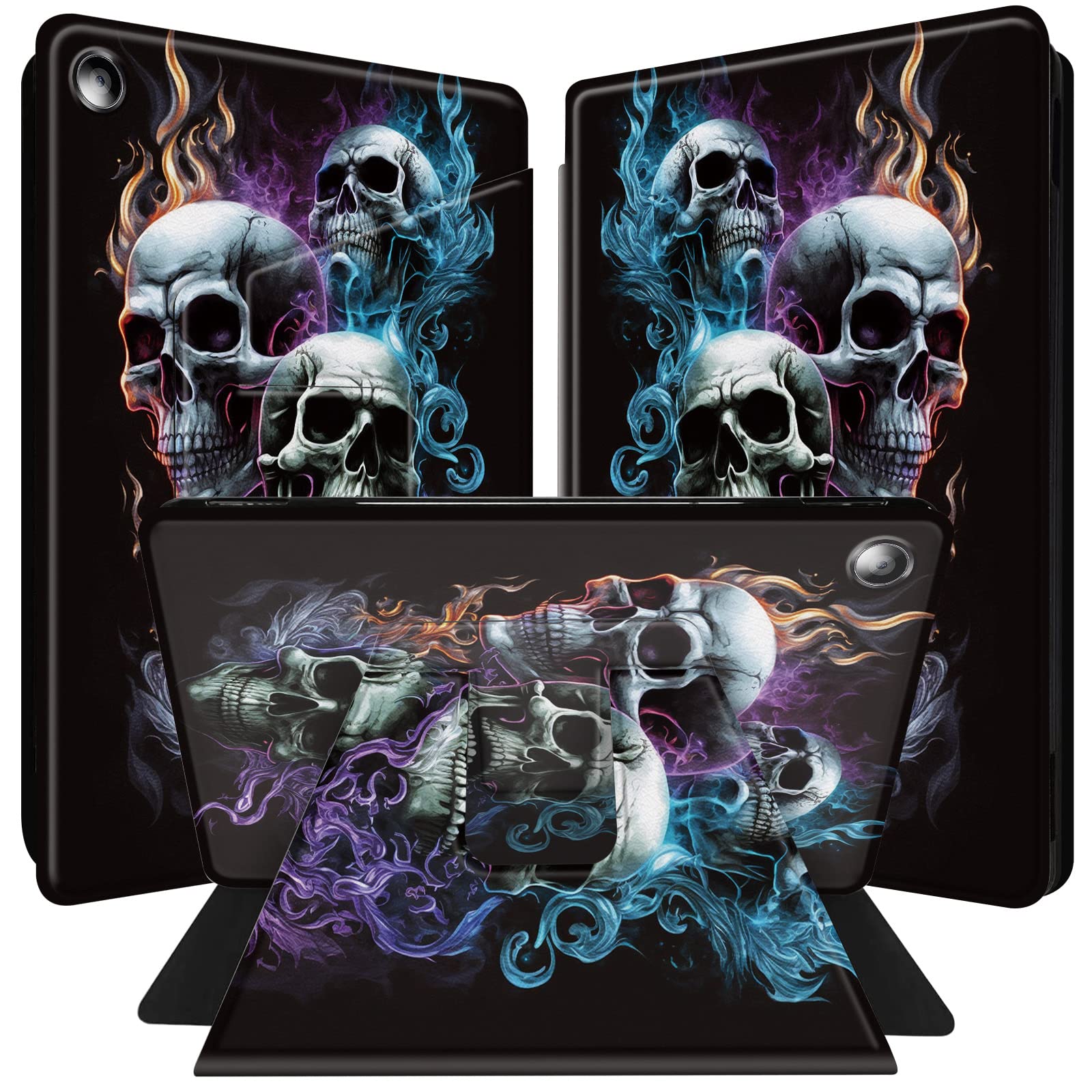 Photo 1 of BPQOJB for iPad 9th Generation Case for iPad 10.2 Case for iPad 8th/7th Generation Cover 360 Degree Rotating PU Leather Smart Cover with Auto Wake/Sleep - Fire Skulls