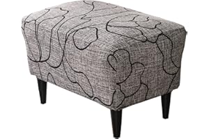 KRFOONN Ottoman Slipcovers Stretch Rectangle Footrest Stool Covers Printed Ottoman Cover for Foot Stool Furniture Protector with Non Slip Elastic Bottom(24, Large)