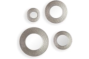 SEI Furniture Silver Sphere Wall 4pc Set-Hammered Mirror