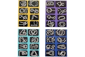 COREXISLY Metal Brain Teaser Puzzles, Set of 32 with Pouch, Steel IQ Games Physics Mind Metal Puzzles for Adults, Basket Stocking Stuffers for Boys Girls Adults Challenge Gifts