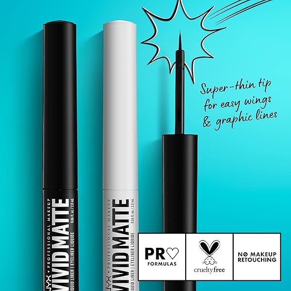 NYX PROFESSIONAL MAKEUP VIVID MATTE LIQUID LINER, SMEAR-RESISTANT EYELINER WITH PRECISE TIP – WHITE