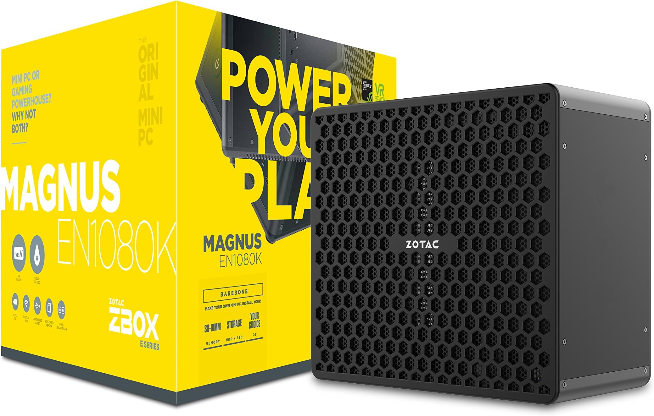 ZOTAC ZBOX MAGNUS EN1080K Liquid-Cooled Gaming Mini PC Intel Core i7-7700 NVIDIA GeForce GTX 1080 8GB GDDR5X VR Ready Whisper Quiet, Compact, 4K Quad Display No Memory/Storage/OS (ZBOX-EN1080K-U)
