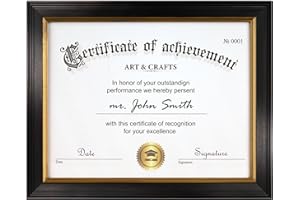 Yaetm 8.5x11 Diploma Frame with Tempered Glass, Certificate Document Frame 8.5 x 11, Tabletop & Wall Display (Single, Dark Brown)