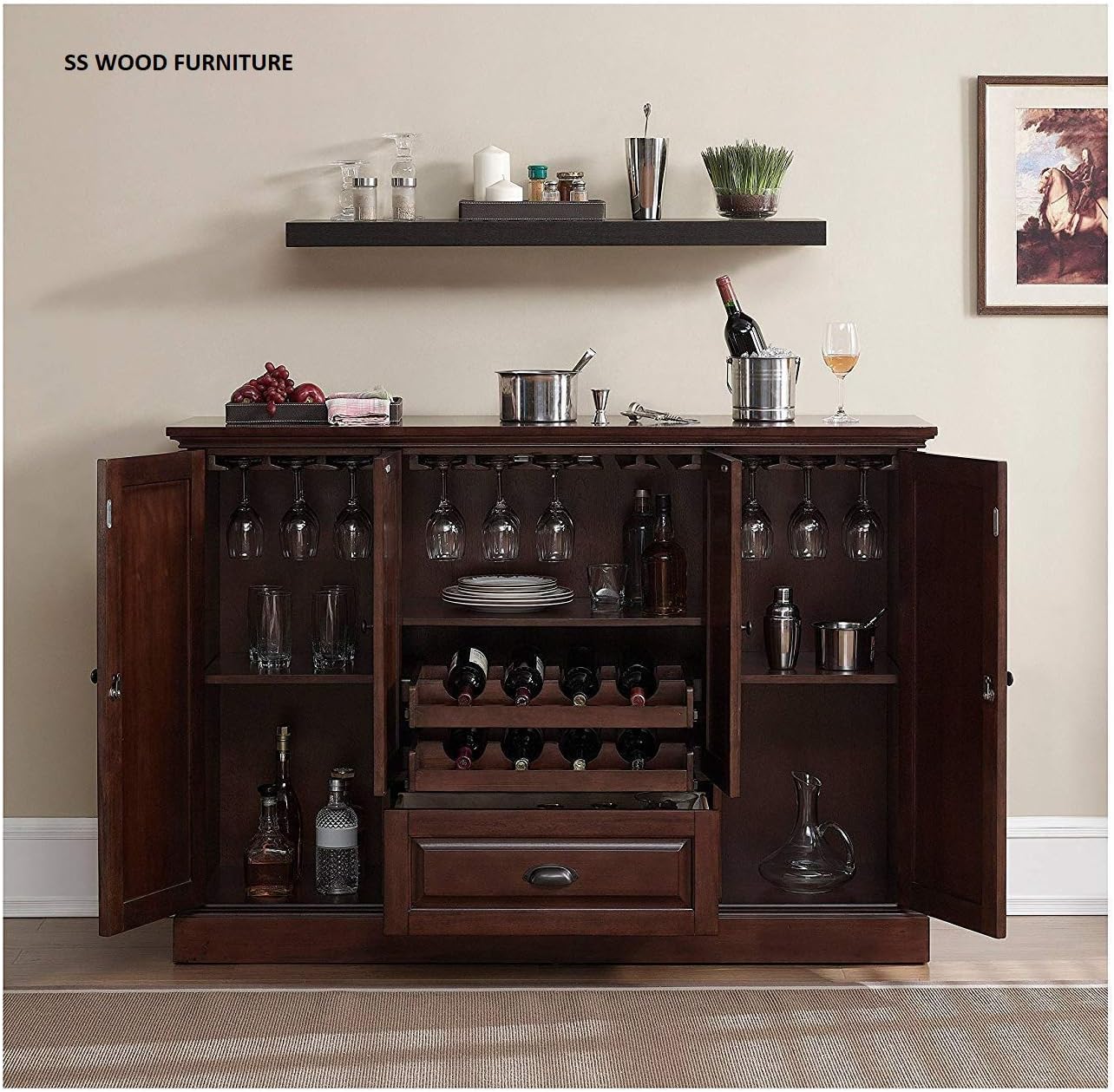 SS WOOD FURNITURE Sheesham Wood Peetz Royal Stylish Bar with
