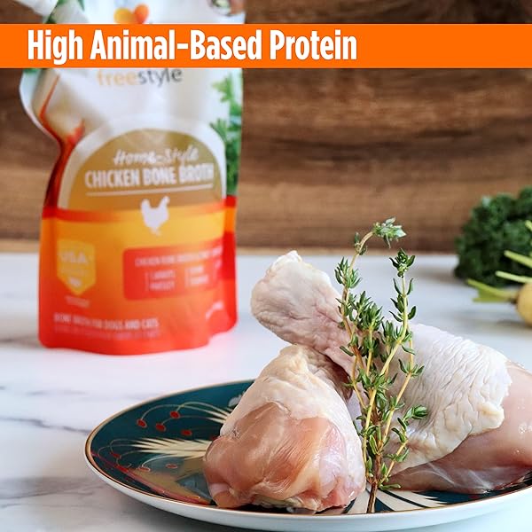 NULO FREESTYLE BONE BROTH, PREMIUM FOOD TOPPER FOR CATS AND DOGS, WITH COLLAGEN AND CHONDROITIN SULFATE TO HELP BOOST THE QUALITY OF YOUR PET’S COAT AND SKIN, 20 FL OZ POUCH