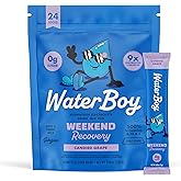 Waterboy Weekend Recovery | 3,187mg Electrolyte Powder Packets | Ginger + L-Theanine + Vitamins | No Sugar, All Natural, Gluten Free | 24 Drink Stick Mixes (Grape)