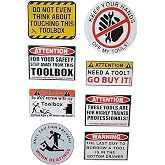 8 pcs Funny Toolbox Sticker Warning Decal Tool Box Sticker Pack Set Vinyl Waterproof
