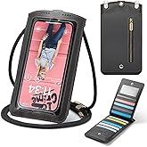 Cell Phone Purse Small Crossbody Bag for Women Men Leather Mini Shoulder Bag Wallet Case with Card Slots Neck Strap with Touch Screen Zipper Pocket for All Smartphones iPhone Samsung up to 7.5" Black