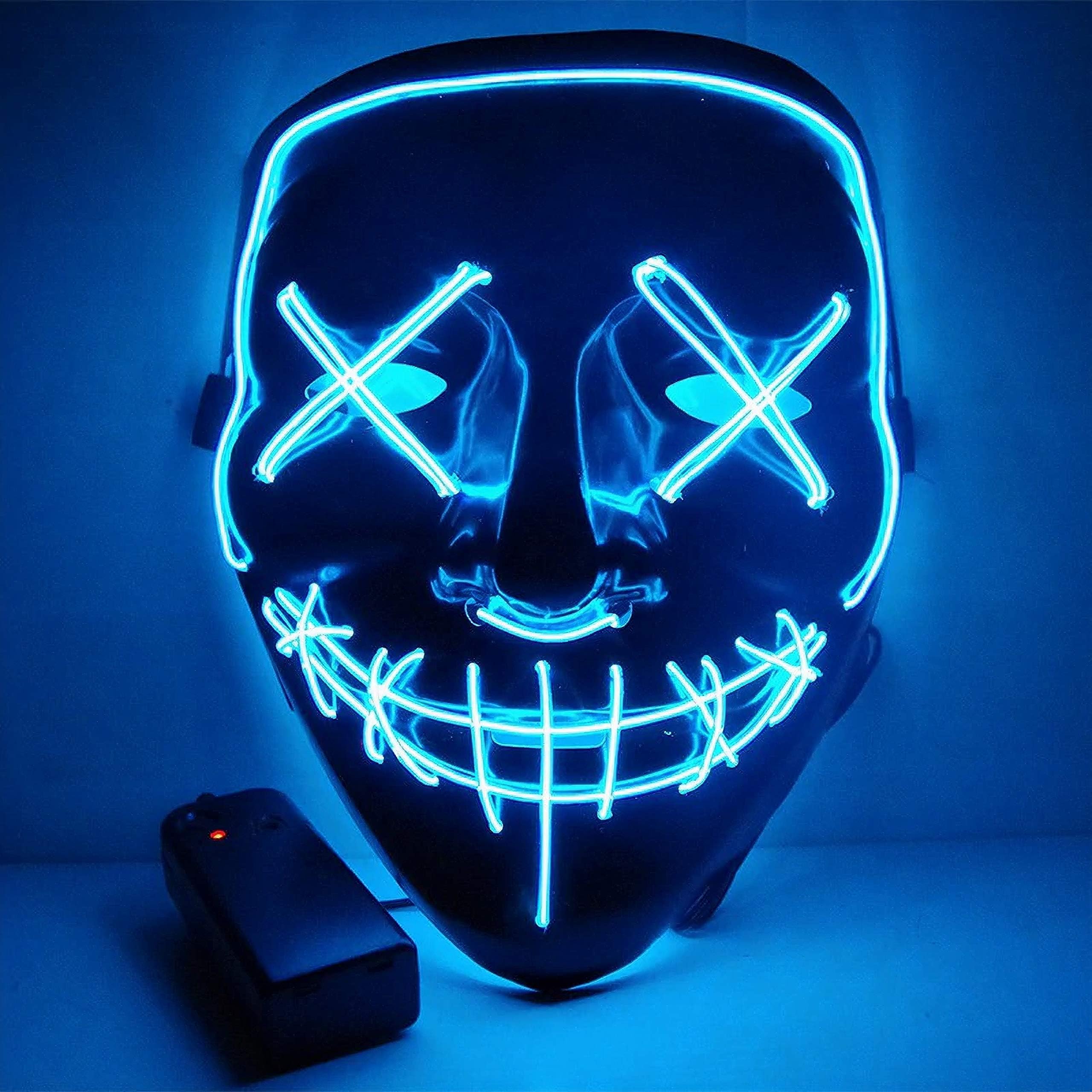 Goodlife Store HOT Bonus - Set of 6-1 Select Color and 5 Random Color - Set of 6 Halloween Mask LED Light up Purge Mask, The led mask (8 Option Color)