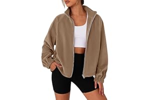 PRETTYGARDEN Womens 2025 Winter Fleece Sherpa Jacket Trendy Long Sleeve Zip Up Cropped Warm Coat Fall Fashion Workout Clothes