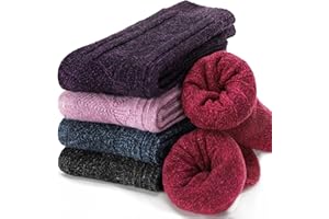 Womens Merino Wool Socks Warm Winter Thermal Hiking Cozy Crew Duty Work Soft Boot Socks 5 Pairs