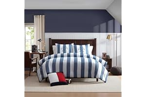 Tommy Hilfiger - Queen Comforter Set, Soft & Reversible Striped Bedding for Year Round Comfort, 3 Piece Bed Set with Matching