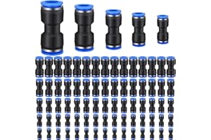 Konohan 100 Pieces Air Hose Fittings Air Line Fittings Straight Push to link 4 6 8 10 12 mm Quick Release Pneumatic Connectors Plastic Straight Tube Connector Push to Connect Fittings for Tube
