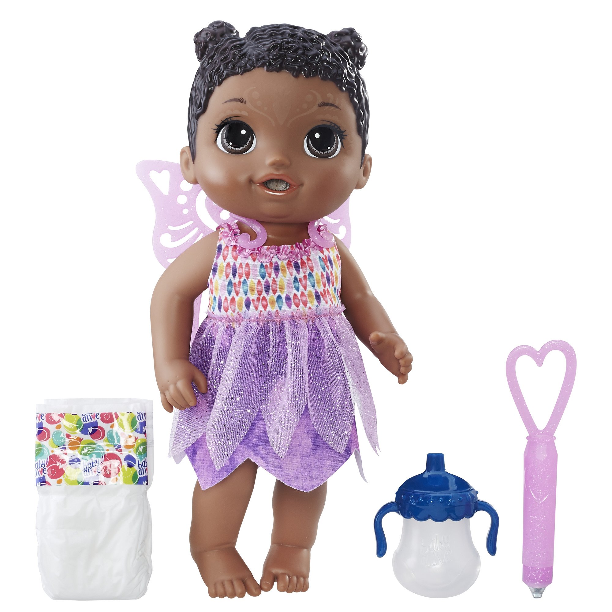 NEW Beautiful Baby Alive Face Paint Fairy doll African American set bottle wings eBay