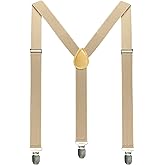 JEMYGINS Solid Color Mens Suspender with 3 Strong Clips Adjustable Braces