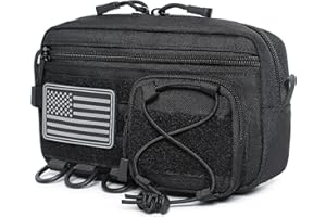 LEMUBEANE Tactical Molle Horizontal Admin Pouch with Front Drawstring Pocket EMT Pouch EDC Utility Orgaznier Bag