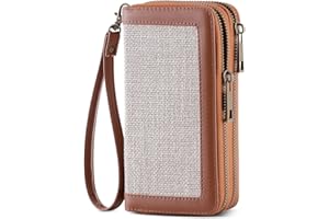 HAWEE Cellphone Wallet for Women Dual Zipper Long Purse with Removable Wristlet