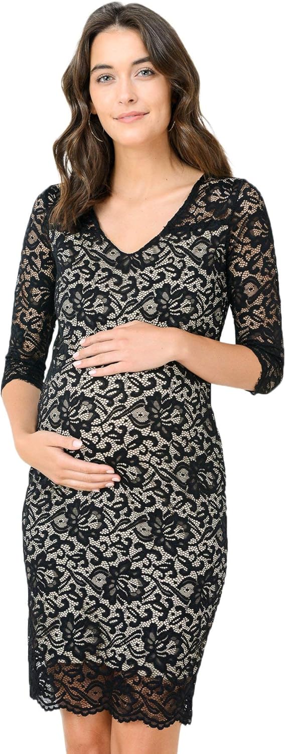 HELLO MIZ Women's Maternity Floral Lace Knee Length Bodycon Dress at  Women’s Clothing store