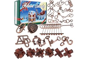 MYTOTHFY Advent Calendar 2025, Christmas Countdown Calendar Gift Box with 24 Brain Teaser Puzzles, 24 Days Metal & Wood Brain Teaser Puzzles Xmas Countdown Calendar Challenge for Adults Teens Boys Girls
