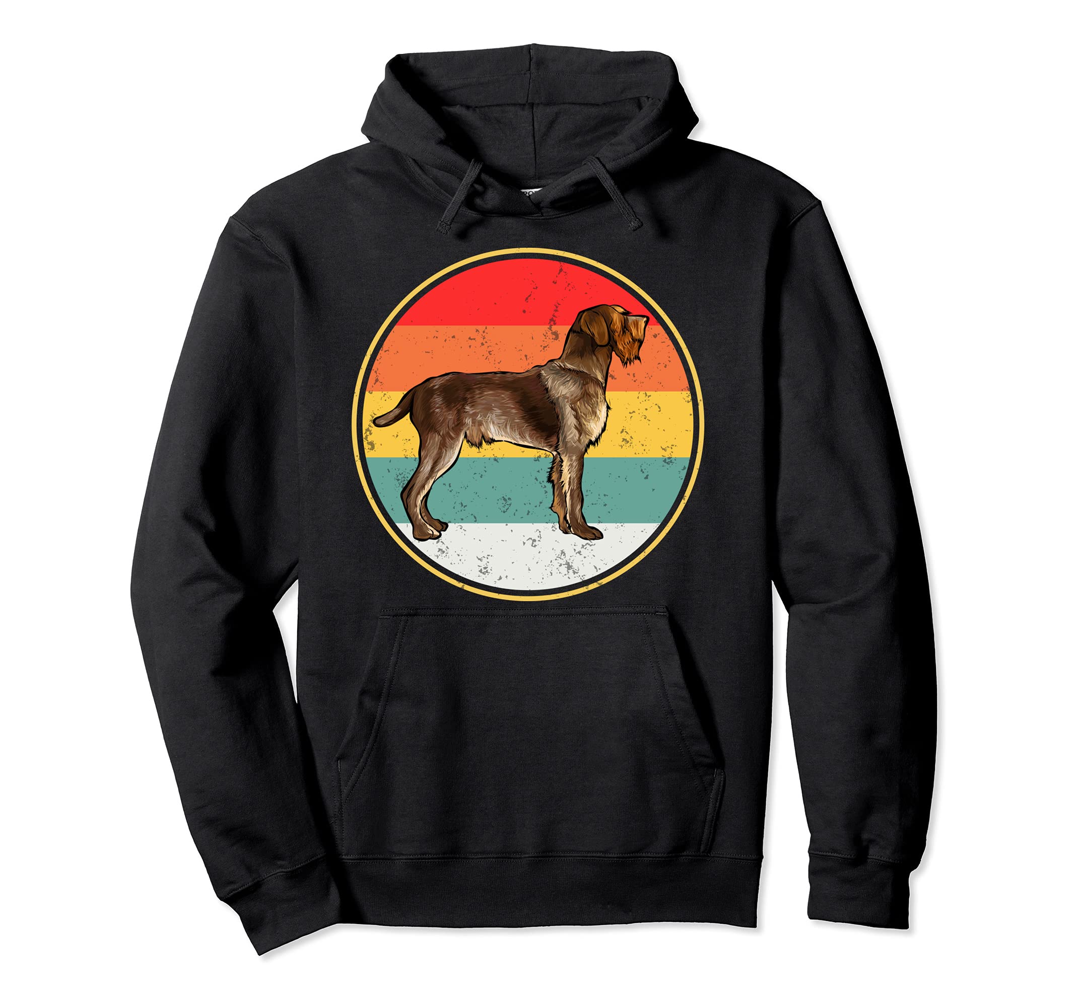 Vintage Retro Sunset Wirehaired Pointing Griffon Dog Pullover Hoodie