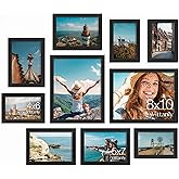 Vittanly 10 Pack Picture Frames Collage Wall Decor, Gallery Wall Frame Set for Wall or Tabletop Display, Engineered Wood and Shatter-resistant Plexiglass, Multi Sizes with 8x10, 5x7, 4x6 Frames, Black