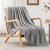 Love's cabin 6 Layer 100% Cotton Muslin Blanket, 50"x60" Throw Muslin Blanket for Couch Bed, Lightweight and Breathable Cotton Gauze for Adult, Medium Grey