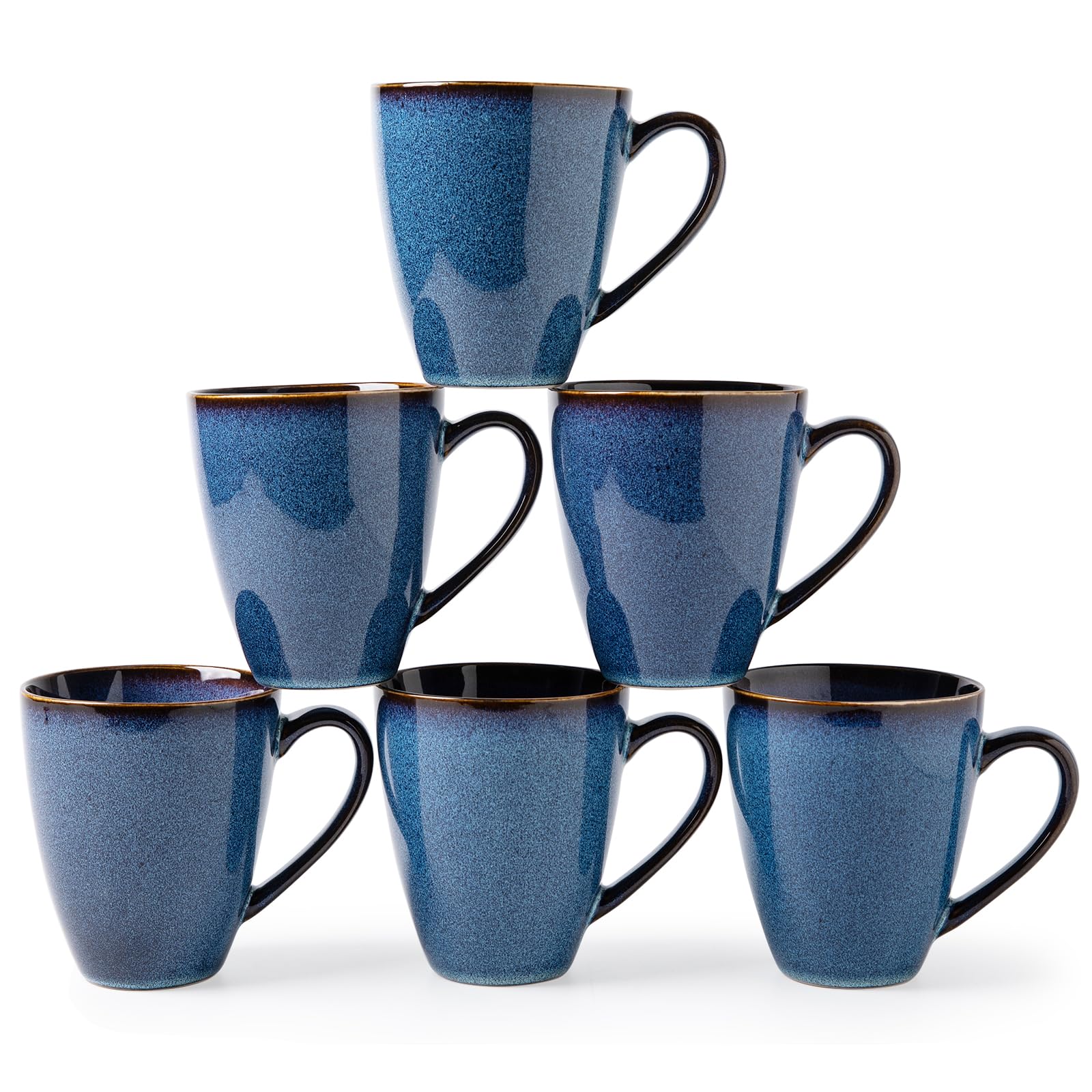 Photo 1 of MONITO 17 OZ Coffee Mugs Set of 6, Large Ceramic Blue Coffee Mugs Set with handle for Tea/Latte/Milk/Cocoa, Funny Tea Cups for Office and Home, Engagement Gifts. (Starry Blue)