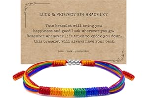LAMIBEE LGBTQIA Pride, Bisexual, Pansexuality, Asexual, Lesbian, MLM Progress Flag Code Bracelet, Boho Style Rope Women Men Thread for Him Her, Pride Month