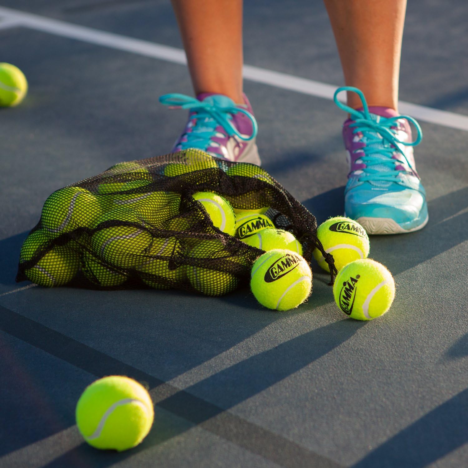 Gamma Bag of Pressureless Tennis Balls - Sturdy & Reuseable Mesh Bag with Drawstring for Easy Transport - Bag-O-Balls (18-Pack of Balls, Yellow) : Tennis Balls : Sports & Outdoors