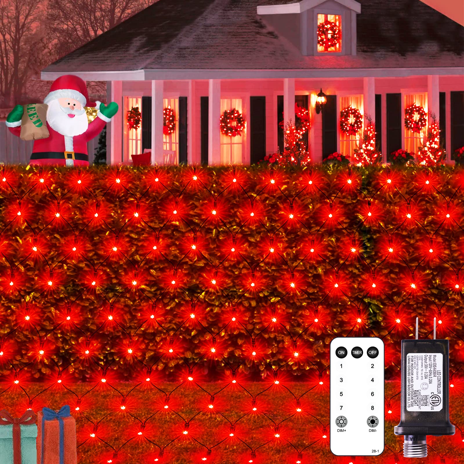 Photo 1 of *USED*
JMEXSUSS 360 LED Red Net Lights Outdoor, Connectable 12ft x 5ft Christmas Net Lights Plug in with Remote, 8 Modes Waterproof Red Mesh Light for Bushes Christmas Halloween Decorations