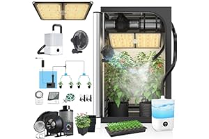 TopoGrow 4'X4' Grow Tent Complete Kit Package, 48"X48"X80" Indoor Grow Tent, S2000 LED Grow Light, Inline Fan Filter Combo, Irrigation Kit, Humidifier, Clip Fan, Plant Tray and Accesories