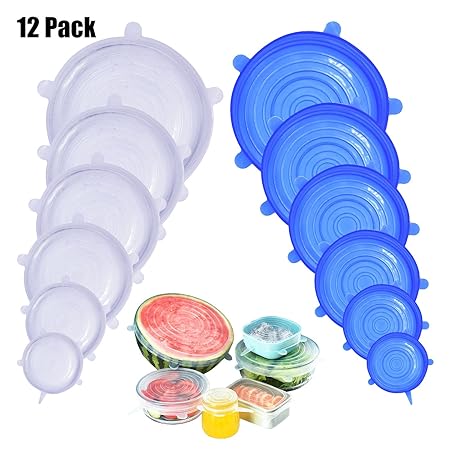 DigHealth Dehnbare Silikondeckel, 12 Teiliges Silikon Stretch Deckel, BPA Free Wiederverwendbar Silikon Abdeckung, Universal 