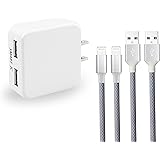 Czznn iPhone Charger 2.4A 12W Dual USB Portable Travel Wall Charger with Foldable Plug and 2 Pack 6FT Apple Lightning Cable Charging Cord for iPhone 7/7Plus/6S/6S Plus/6/5S/SE/5