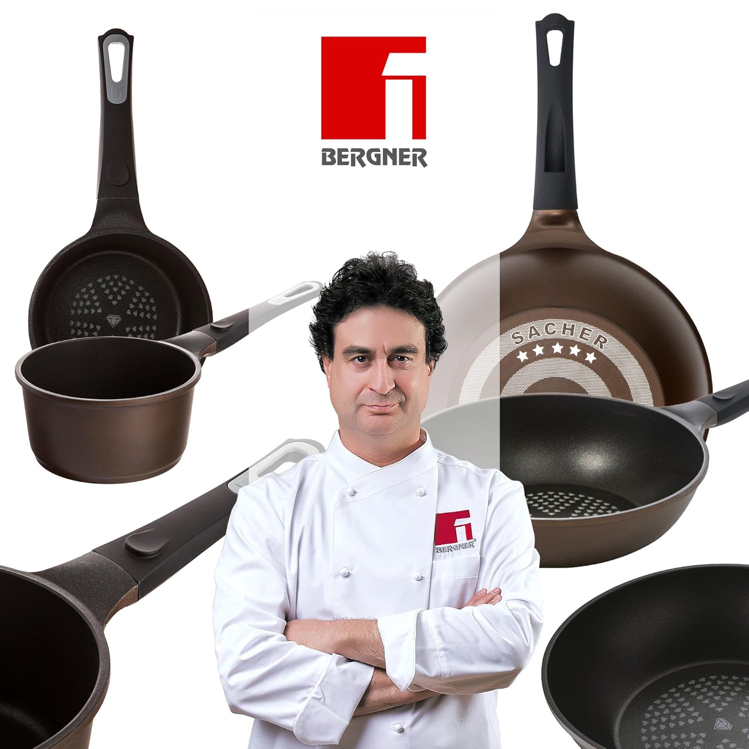 Bergner Sacher: Juego de útiles de cocina: Cazo 16 y Sartén Wok 28 cms.: Amazon.es: Hogar