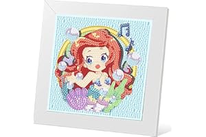 pvoodire Princess Diamond Painting Kits for Kids-Princess Diamond Art with Wooden Frames-Princess Diamond Art for Kids Childern Beginners 6x6inch