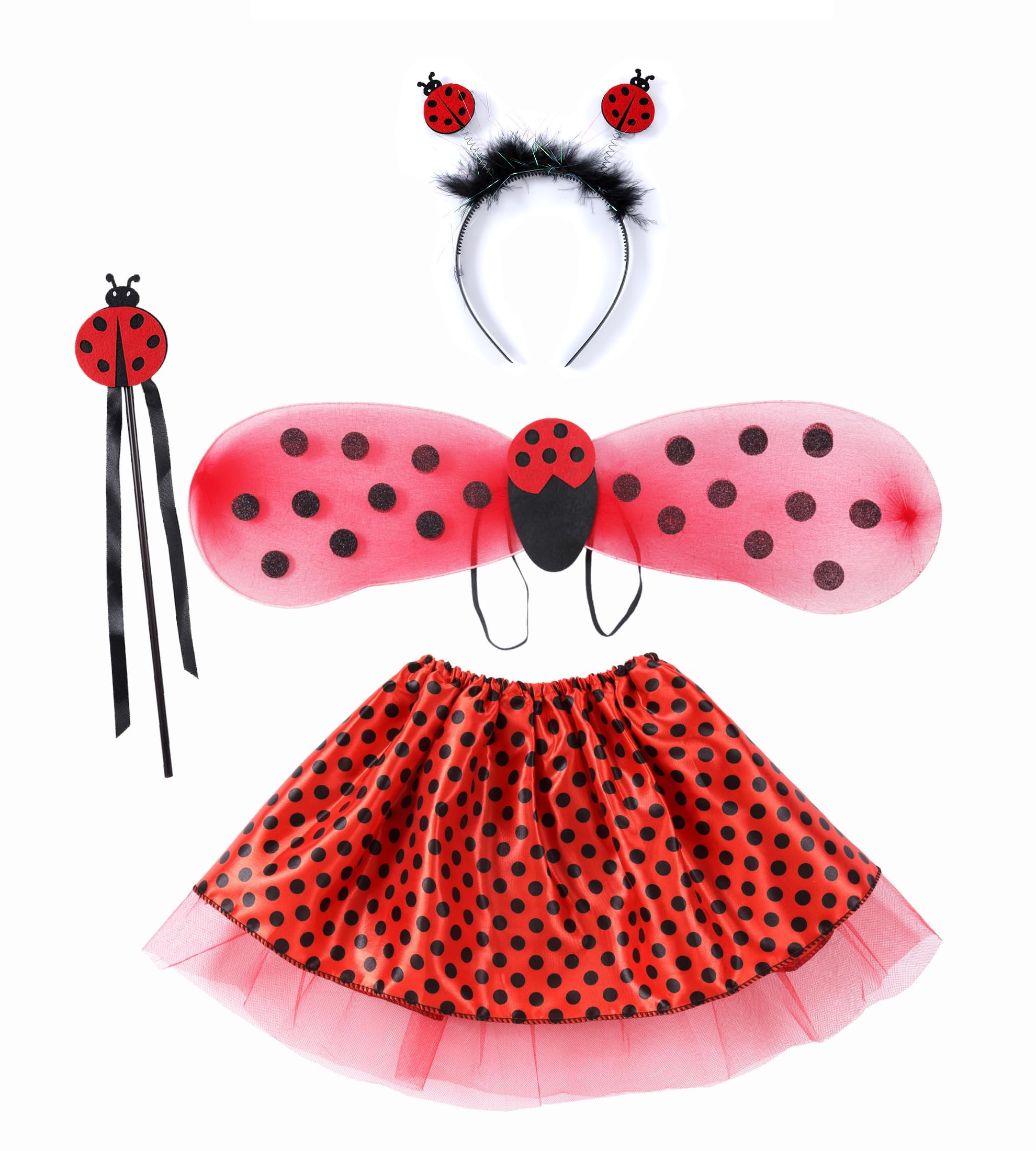 Seawhisper Ladybug Costume Kids Toddler Lady Bug Wings Fairy Dressing Up Clothes 3-8 โ image 1